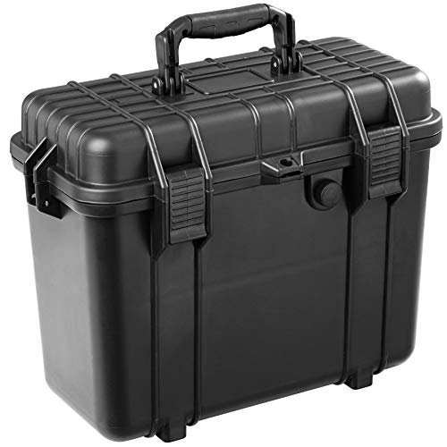 tectake 403597 Universalbox Schutzkoffer aus Kunststoff, Staub- & wasserdicht, Outdoor Koffer mit Schaumstoff, Schnappverschlüssen, Dichtungsring und Druckausgleichsventil, schwarz von tectake