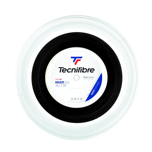 Tecnifibre Unisex – Erwachsene Rolle 200M MULTIFEEL 1.30 Tennissaiten, Schwarz, 1,30 mm von Tecnifibre
