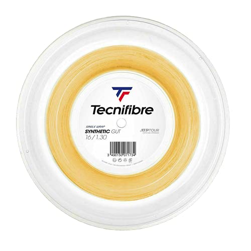 Tecnifibre Unisex – Erwachsene Rolle 200M Synthetic GUT 1.30 Tennissaiten, Gelb, 1.30mm von Tecnifibre