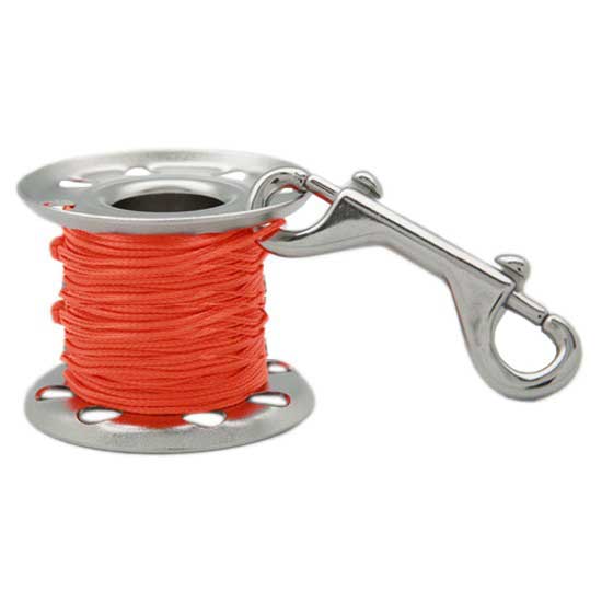 Tecnomar Stainless Steel Finger Spool With Double End Clip Orange 30 m von Tecnomar