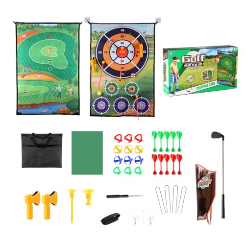 Teksome Golf-Dart-Chipping-Spiel,Golf-Chipping-Spielmatten-Set - Doppelseitige Golf-Chipping-Spiel-Übungsmatte - Dart Board Matte Stick Chip Spiel für Home Backyard Garage Spiel von Teksome
