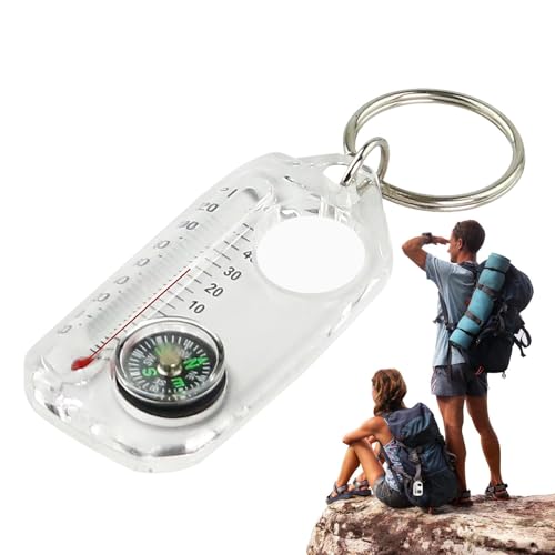 Teksome Mini-Kompasse, Thermometer, Schlüsselanhänger, Taschen-Survival-Kompass, Überlebensthermometer Kompass Schlüsselanhänger, Mini-Kompass-Schlüsselanhänger im Taschenformat, von Teksome