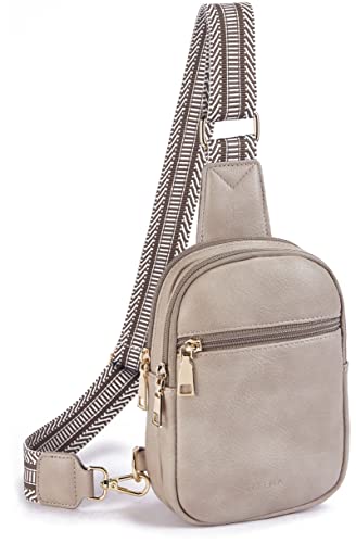 Telena Bauchtasche Damen Brusttasche, Crossbody Bag Kunstleder Umhängetasche Klein Schultertasche für Frauen Sling Bag,Grau von Telena