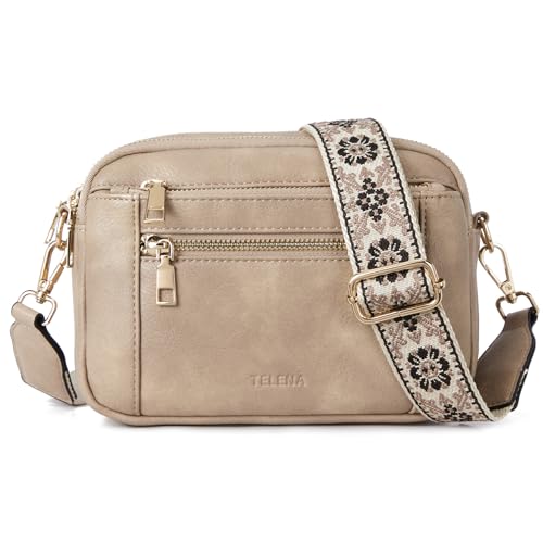 Telena Damen Crossbody Bag mit verstellbarem Farbigem Riemen, Damen Umhängetasche aus PU Leder, Schultertasche für Frauen von Telena