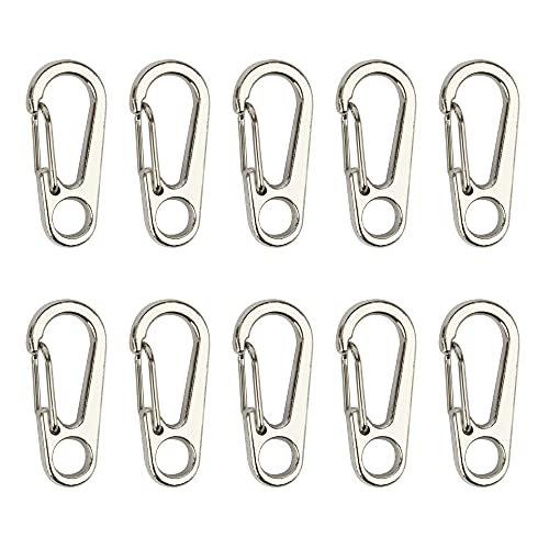 Temlum Aluminium Karabinerhaken, 3,3 cm Mini Karabiner Set, Karabinerhaken mit Schnapp Verschluss, Schlüsselanhänger Haken für Camping, Reisen, Wandern (10 stücke) (Silber) von Temlum