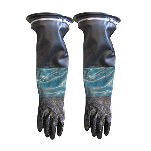Tenlacum 1 Paar 60 cm PVC-Handschuhe mit Halter Sandstrahlhandschuhe Schutzhandschuhe von Tenlacum