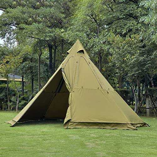TentHome Camping Zelt Tipi Wasserdicht Indianerzelt 4-Jahreszeiten Großes Pyramidenzelt Familienzelt Kaminzelt Gruppenzelt für 5-8 Personen (Armeegrün) von TentHome
