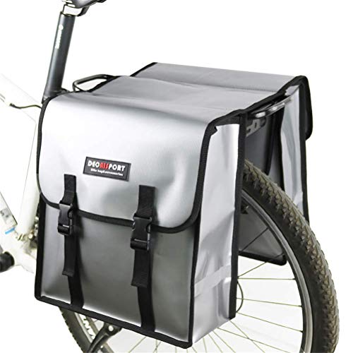 TentHome Fahrradtasche Gepäckträger Satteltasche Gepäcktasche Fahrrad Gepäckträgetasche Rücksitztasche Doppelpacktasche, 40L, Cycling Zubehör (Silber) von TentHome