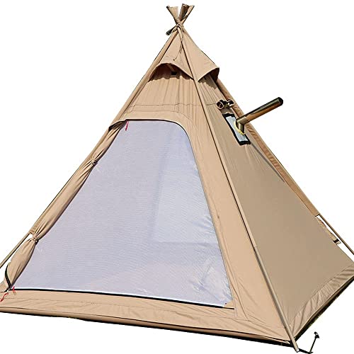 TentHome Outdoor Tipi Indianer Zelt Baumwolle Leinwand Pyramidenzelt und Vorzelt mit Schornsteinentlüftung für Erwachsene Camping Glamping 2–3 Personen (Zelt alleine) von TentHome