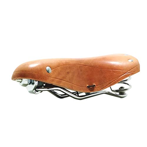 TentHome Vintage Fahrradsattel Touren-City-Sattel Bequem Komfort Leder Fahrradsitz mit Federn Nieten für Damen Herren Orange von TentHome