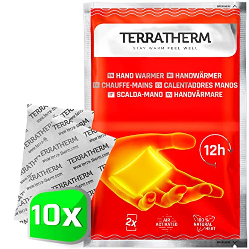 TerraTherm Handwärmer, Fingerwärmer für 12h warme Hände, Wärmepads Hand durch Luft aktiviert, 100% natürliche Wärme, Taschenwärmer, 10 Paar von TerraTherm