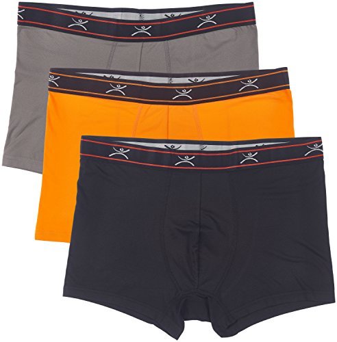 Terramar Herren Standard Silkskins 7,6 cm Unterhose, Orange/Schwarz/Dunkelgrau, Größe M von Terramar