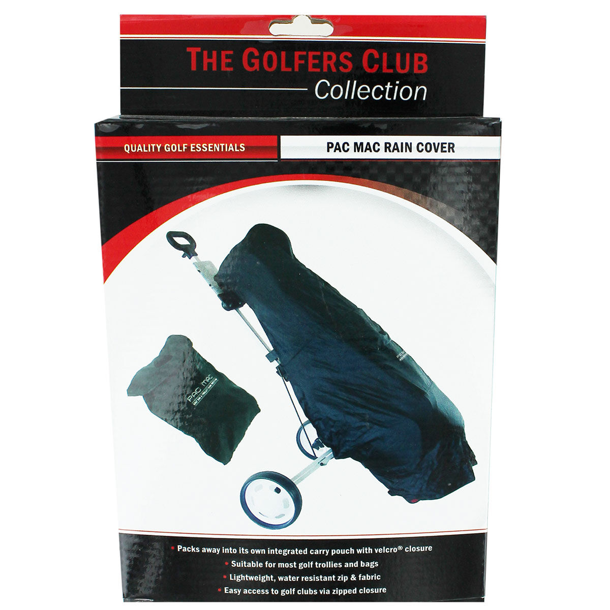 The Golfers Club Black BrandFusion Pac Mac Rain Cover, One Size | American Golf von The Golfers Club