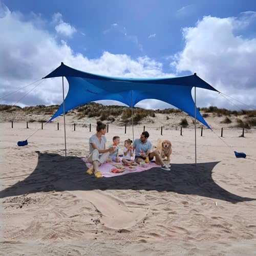 Flügelschirm, Strandüberdachung, einzigartiges Design mit 8 Sandsäcken, schlanker Tragetasche, Sandschaufel, Premium-Strandzelt, Sonnenschutz für UV-Schutz, Multi-Setup-Pop-Up-Zelt für Camping, von The Outer Source