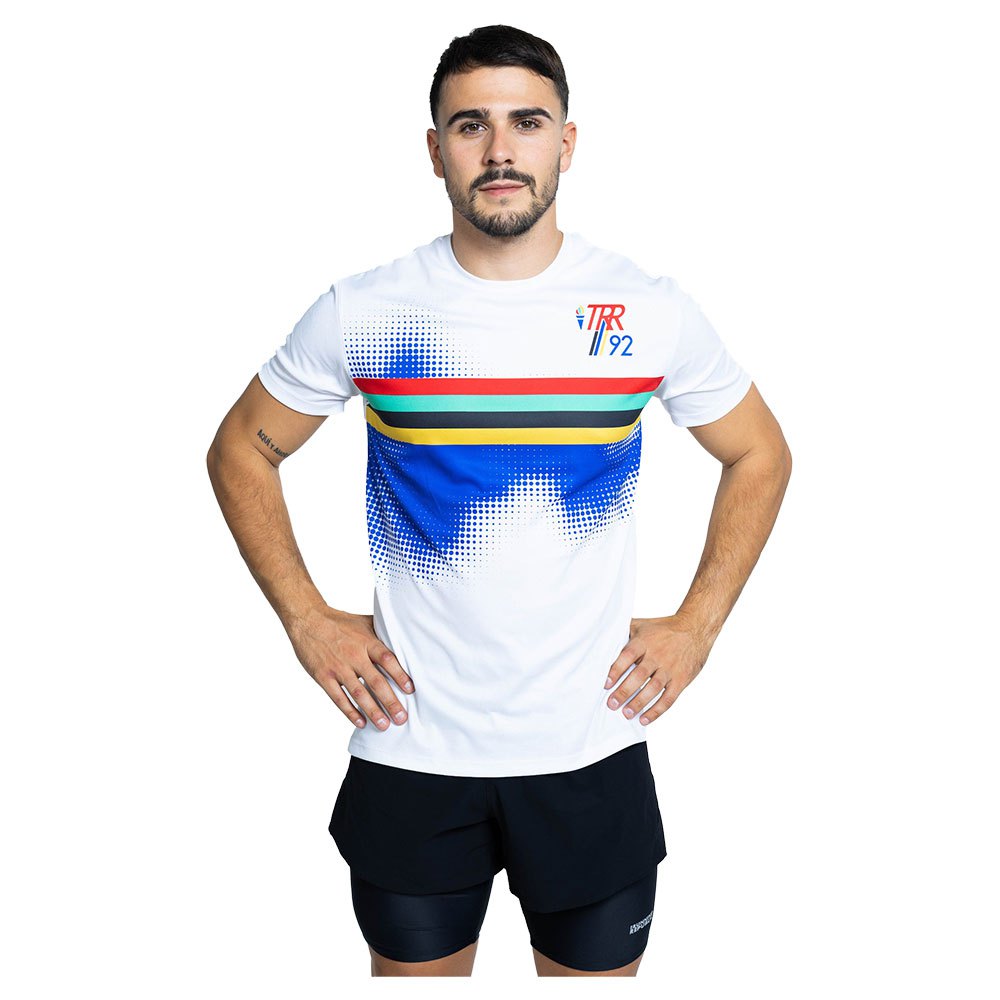 The Running Republic Barcelona 92 Short Sleeve T-shirt Weiß XL Mann von The Running Republic