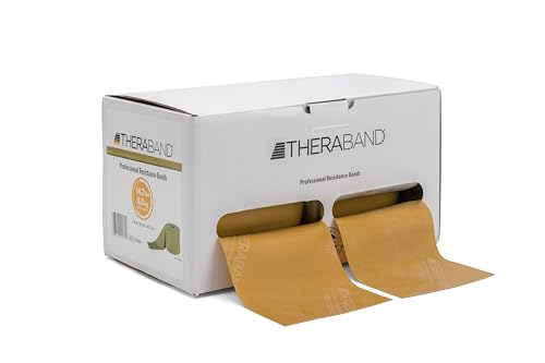 TheraBand Profesional Resistance Band, 45 m, Gold Max Strength Elite Latex Professional Elastic Bands For Upper and Lower Body Exercise, Physical Therapy, Pilates, & Rehab, Dispenser Box, 20180 von Theraband