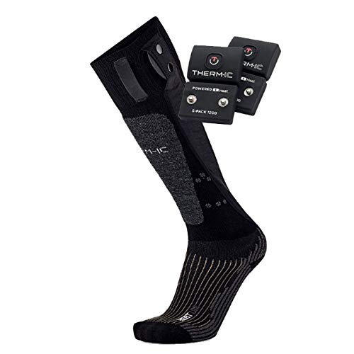 Therm-ic PowerSocks Set Heat Uni + S-Pack 1200 Heated Socks + Battery Spack, Black, 35-38 (S) von Therm-ic