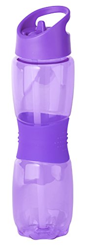 Thermo Rex Grip Trinkflasche mit Strohhalm - Water Bottle Aus BPA-freiem Kunststoff Wiederverwendbar - Flasche mit Clip-Deckel - Trinkflasche Sport - Wasserflasche (Lila) von Thermo Rex