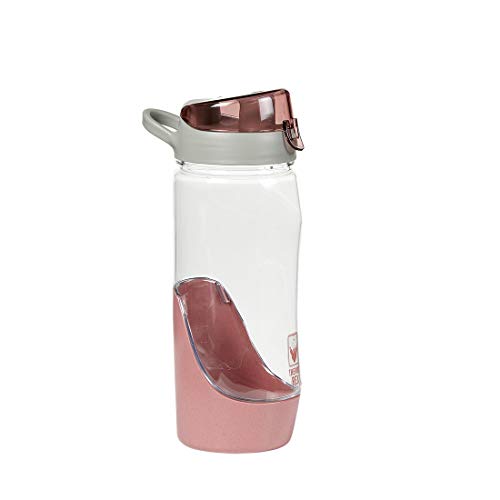 Thermo Rex Sport Trinkflasche mit Strohhalm - Water Bottle Aus BPA-freiem Kunststoff Wiederverwendbar - Flasche mit Clip-Deckel - Trinkflasche Sport - Wasserflasche (660ml, Rose) von Thermo Rex