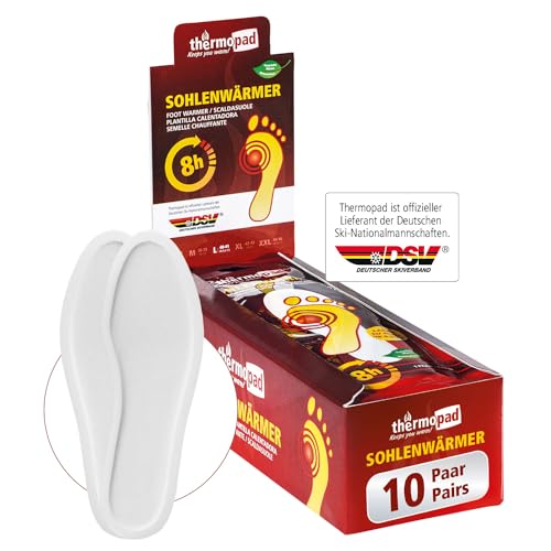 Thermopad Unisex – Erwachsene Sohlenwärmer, 10er-pack, weiß, L (40-42) von Thermopad