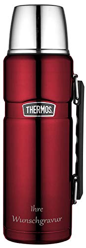 Thermos Isolierflasche 'King' – 1,2 L rot, mit Wunschgravur von Thermos