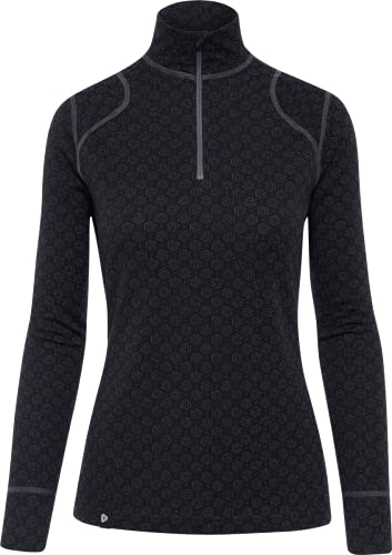 Thermowave Xtreme Merino Unterwäsche Damen - Thermounterwäsche Damen Shirt Langarm - Funktionsshirt Damen ¼ Zip Rollkragen Optimaler Feuchtigkeitstransport 220 GSM Super Sanfte Schwarz, M von Thermowave