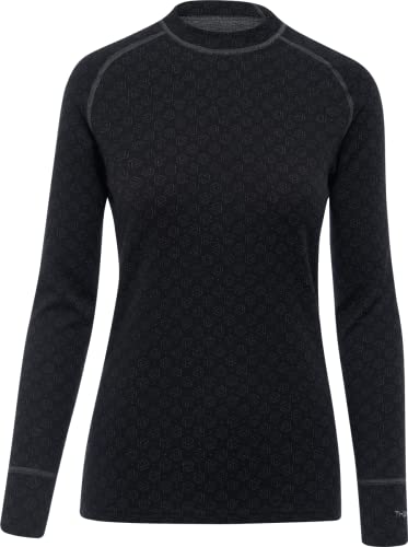 Thermowave Xtreme Merino Unterwäsche Damen - Thermounterwäsche Damen Shirt Langarm - Funktionsshirt Damen Optimaler Feuchtigkeitstransport 220 GSM Super Sanfte, Schwarz/Dunkelgrau Melange, XXL von Thermowave