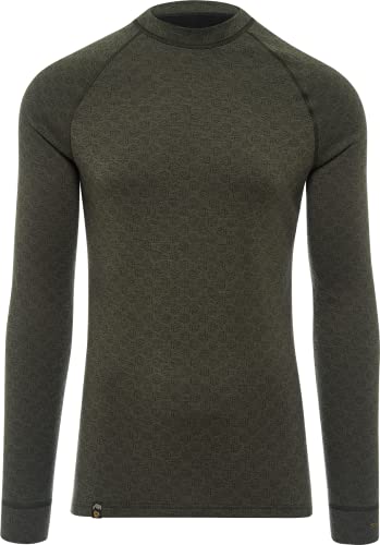 Thermowave Xtreme Merino Unterwäsche Herren - Thermounterwäsche Herren - Merino Shirt Herren - Thermo Unterwäsche Männer Winter Optimaler Feuchtigkeitstransport 220 GSM, Waldgrün/Schwarz, 3XL von Thermowave