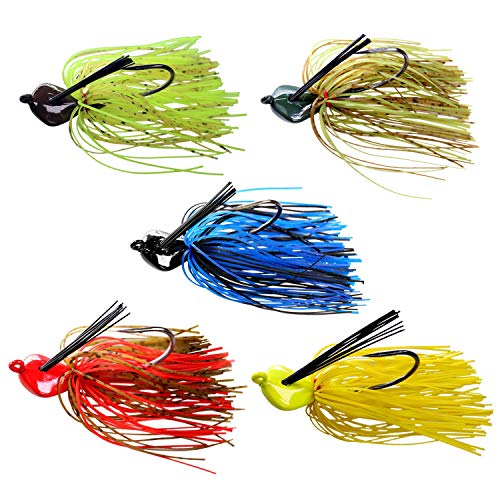 THKFISH 19g Angeln Jigs Jighead Jig Weedless Jigköpfe Kunstköder Angelköder Kit Jigköpfe Jigkopf für Gummiköder, für Barsch, Forelle, Hechte 5 Stück von THKFISH