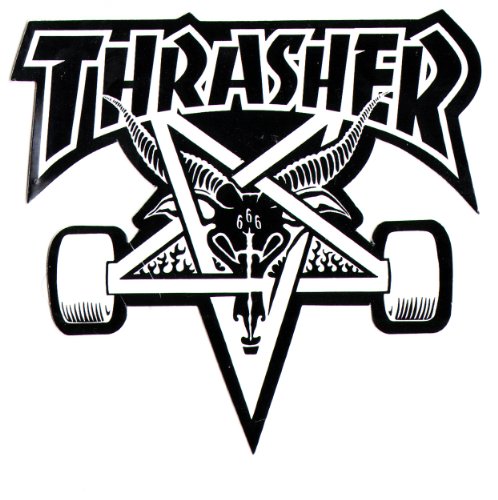 Thrasher Magazine Skate Goat Pentagramm Skateboard Aufkleber 9 x 10 cm Schwarz/Weiß von Thrasher