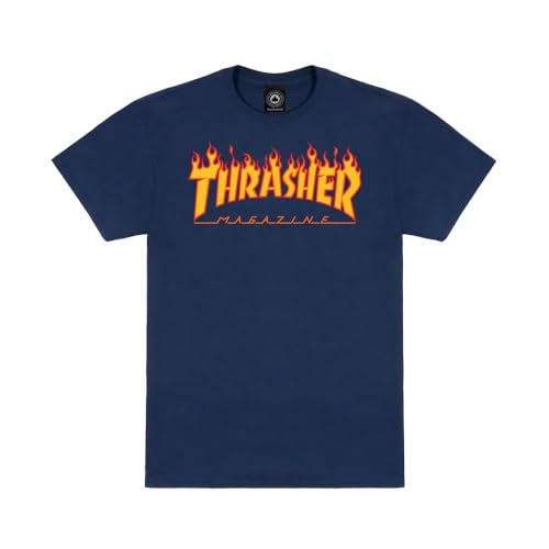 THRASHER Flame T-Shirt für Herren M Marineblau von Thrasher