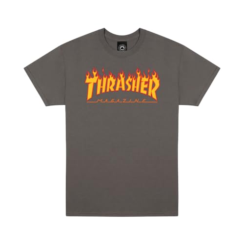 Thrasher Flame T-Shirt für Herren M Kohlegrau von Thrasher