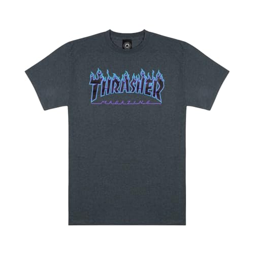 THRASHER Flame T-Shirt für Herren M Dunkel meliert von Thrasher