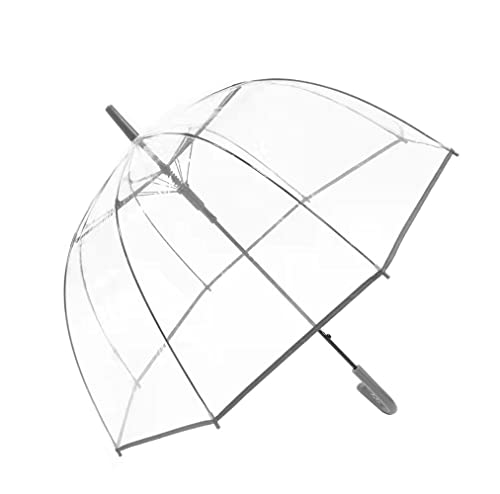 ThreeH Clear Bubble Regenschirm Langlebig Winddicht Kuppel Romantisch Regen Regenschirm Automatisch öffnen Transparenter POE Baldachin für Hochzeiten,Grau von ThreeH