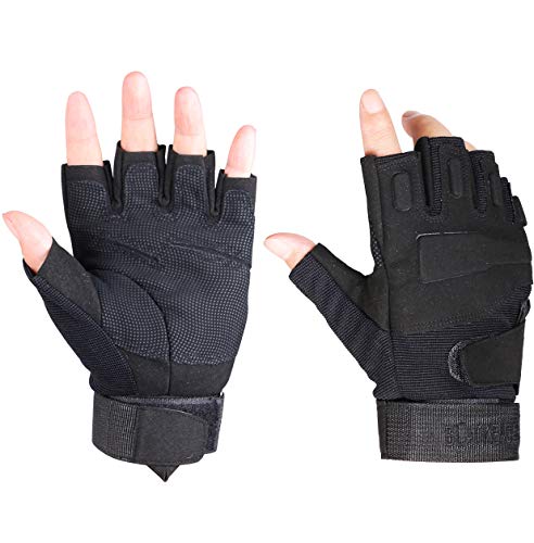 ThreeH Halbe Fingerhandschuhe Airsoft Jagd Reiten Radfahren Fingerlose Taktische Handschuhe GL06M,Black von ThreeH
