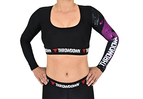 THROWDOWN Damen Combat Training Top, schwarz/lila, S von THROWDOWN