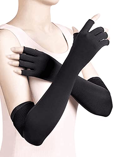 Thx4COPPER 1 Paar lange Handschuhe für Arthritis mit verstellbarem Armband, Kupfer-Infusion, extra lang, für Frauen und Männer - XS von Thx4COPPER