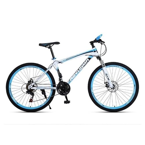 21-Gang-Mountainbike for Erwachsene, Herren- und Damenfahrrad, 700C-Räder, stoßdämpfende Federung, Hardtail-Mountainbike, Schulfahrrad, 26-Zoll-Räder ( Color : White blue , Size : 26-IN_SPOKED HUB ) von TiLLOw