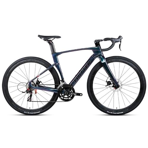 TiLLOw 24-Gang-Fahrrad for Männer und Frauen, Carbonfaser-Fahrrad, Cross-/Rennräder, Erwachsenenfahrräder, Carbonfaser-Vordergabel, Leichter Körper 9,9 kg (Color : Discoloration, Size : 54CM) von TiLLOw
