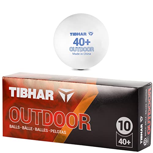 TIBHAR Tischtennisbälle Outdoor 40+ |Tischtennis Bälle für draußen | weiß | 10 Stück von Tibhar