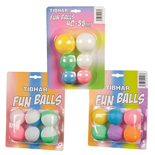 Tibhar Tischtennisbälle | buntes Ball-Set Fun | Ping-Pong Bälle in verschiedenen Größen | Kunststoff | 40mm bis 55mm von Tibhar