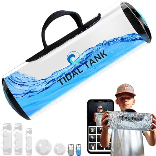 Tidal Tank Sandsack Alternative 20,4 kg – Verstellbarer Aquasack und Powerbag mit Wasser – Core und Balance Aquabag – tragbares Stabilitäts-Fitnessgerät (Handtank (max. 3,2 kg), blau) von Tidal Tank