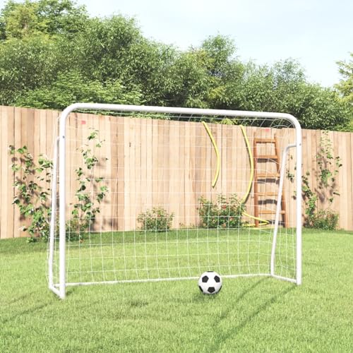 Tidyard Fußballtor mit Netz Weiß 214x75x152 cm Stahl & Polyester von Tidyard
