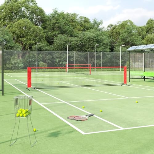 Tidyard Tennisnetz, Netz für Badminton, Street-Tennis und andere Sportarten, Schwarz und Rot 500x100x87 cm Polyester von Tidyard