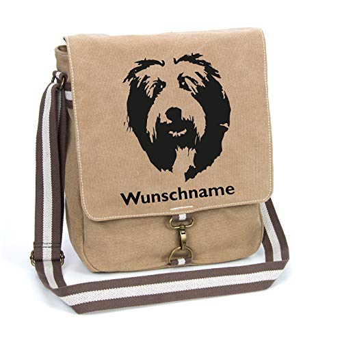 Bobtail Schultertasche Umhängetasche Tasche mit Hundemotiv und Namen personalisiert von Tierisch-tolle Geschenke