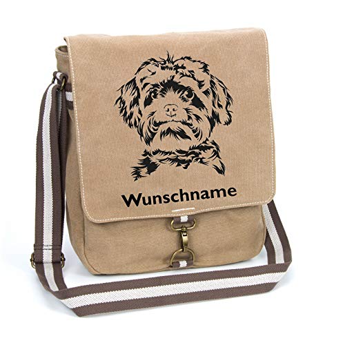 Bolonka Zwetna Canvas Schultertasche Umhängetasche Tasche mit Hundemotiv und Namen personalisiert von Tierisch-tolle Geschenke