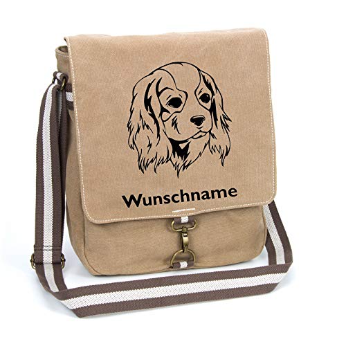 Cavalier King Charles Spaniel Schultertasche Umhängetasche Tasche mit Hundemotiv und Namen personalisiert (Motiv 2) von Tierisch-tolle Geschenke