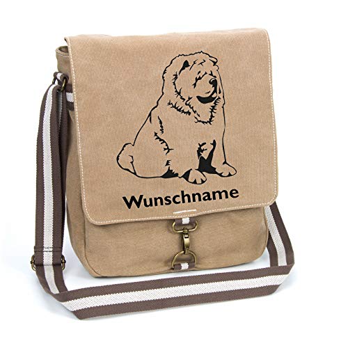 Chow Chow Schultertasche Umhängetasche Tasche mit Hundemotiv und Namen personalisiert von Tierisch-tolle Geschenke