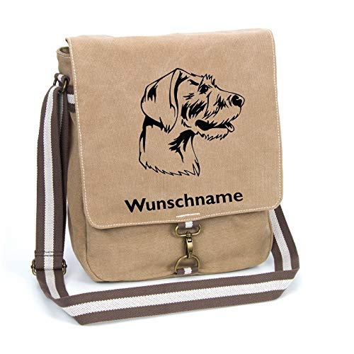 Deutsch Drahthaar Schultertasche Umhängetasche Tasche mit Hundemotiv und Namen personalisiert (Motiv 2) von Tierisch-tolle Geschenke