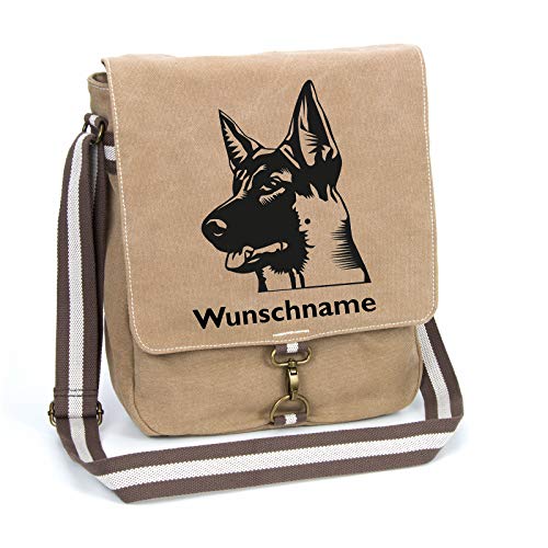 Deutscher Schäferhund Schultertasche Umhängetasche Tasche mit Hundemotiv und Namen personalisiert (Motiv 6) von Tierisch-tolle Geschenke